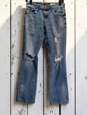Aeropostale Light Blue Distressed Cropped Jeans Size 28